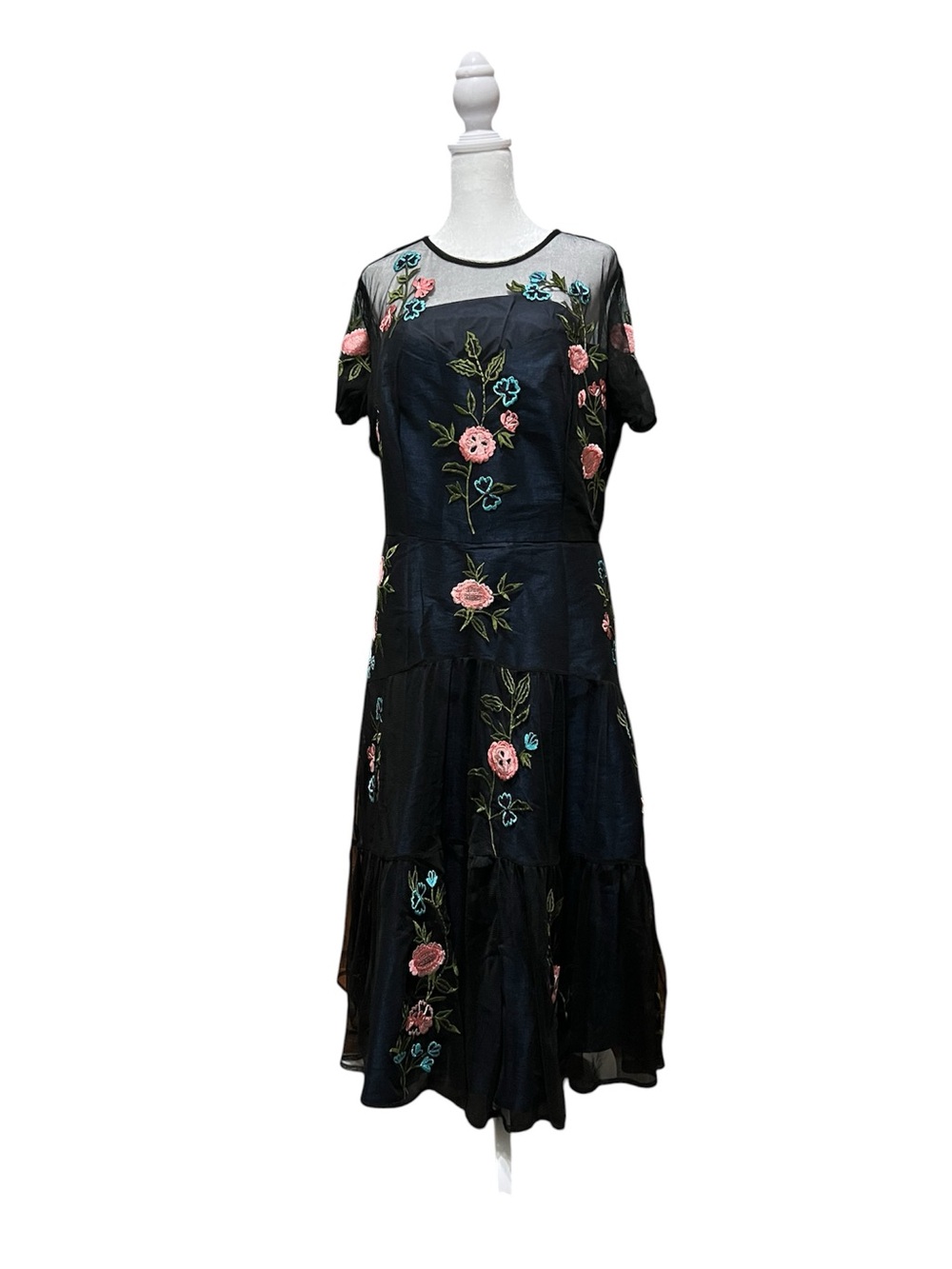 EShakti Floral Embroidered Midi Dress